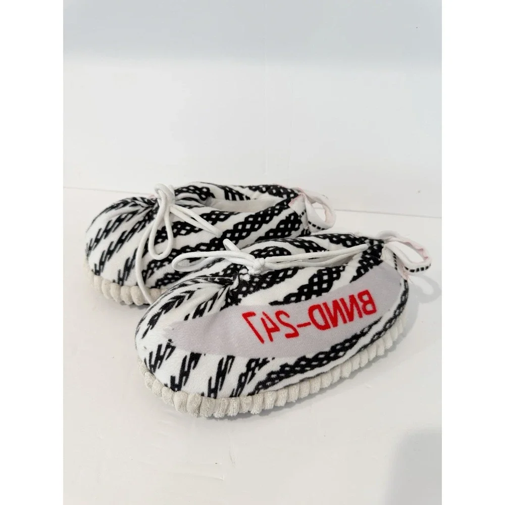Banned Goods Mens Women's Kids Oversized Zebra Sneaker Slippers BNND-247 White